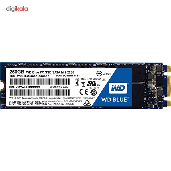 حافظه SSD وسترن دیجیتال مدل BLUE WDS250G1B0B ظرفیت 250 گیگابایت