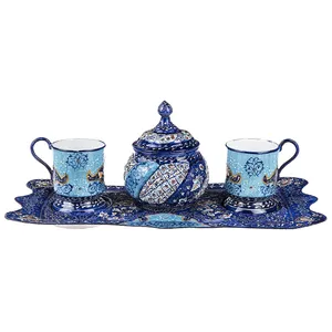 سرویس چای خوری مسی میناکاری شده کارگاه رستا 4 پارچه