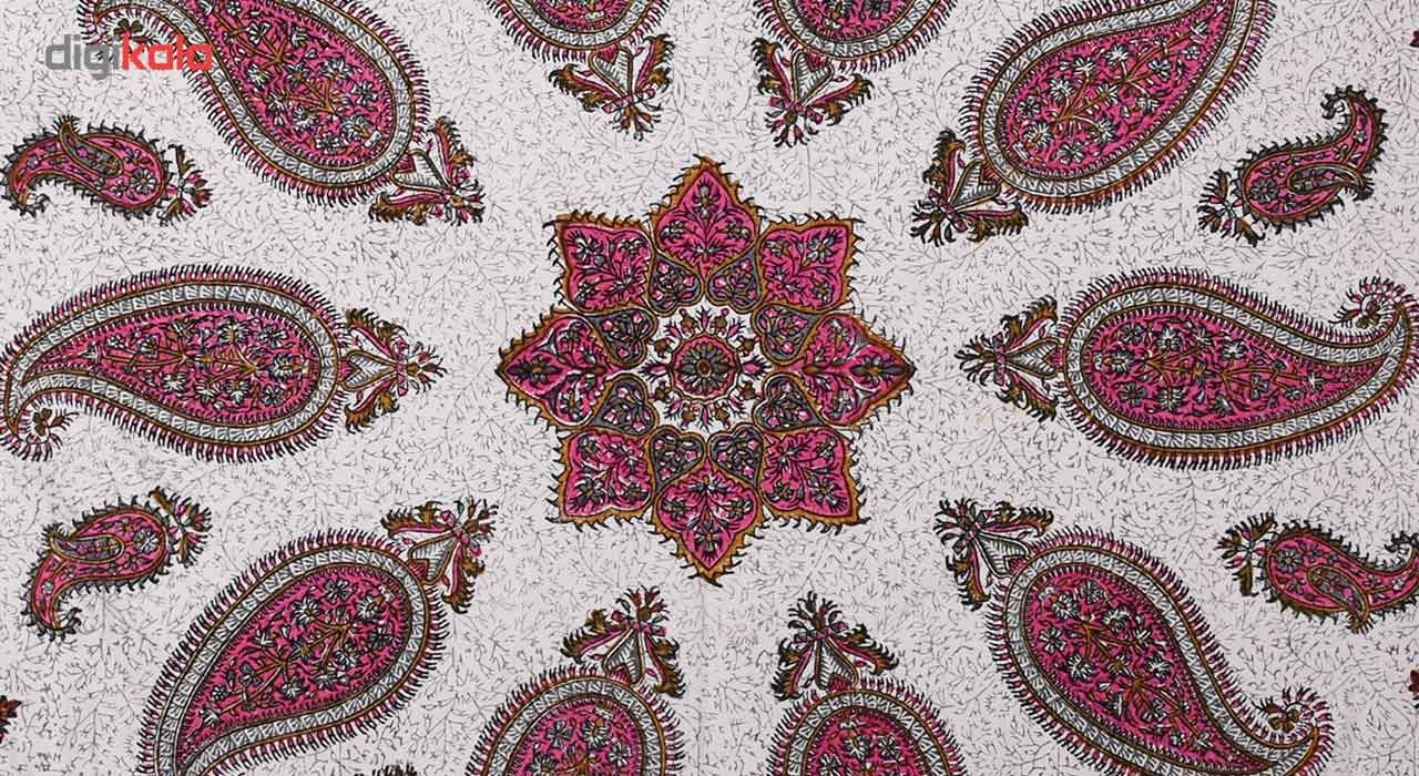 سفره قلمکار نرگس خانی درجه یک طرح خورشید صورتی مدل 01-17 سایز 100x150 سانتیمتر
