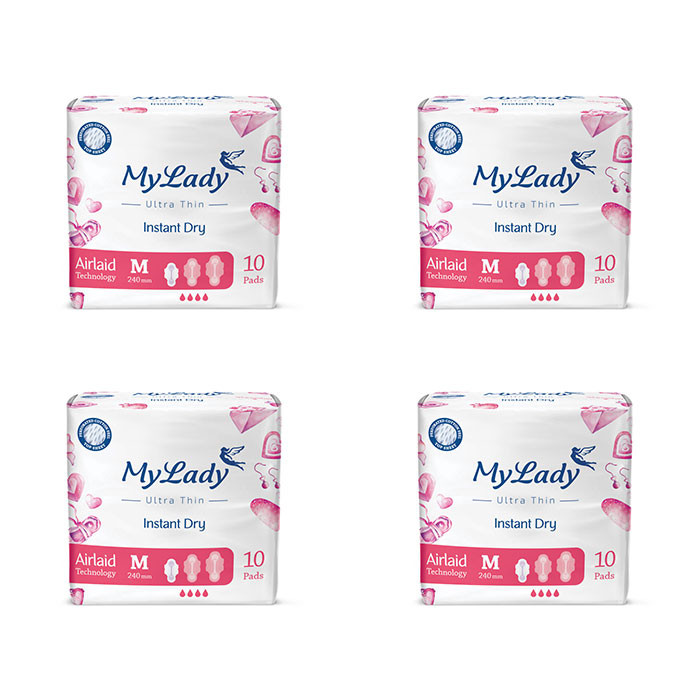 نوار بهداشتی مای لیدی مدل Instant سایز متوسط مجموعه 4 عددی