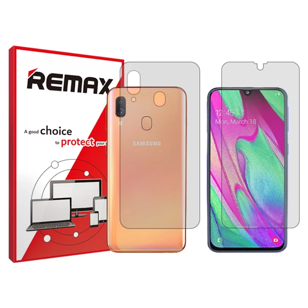 محافظ صفحه نمایش شفاف ریمکس مدل HyGEL مناسب برای گوشی موبایل سامسونگ  Galaxy A40 به همراه محافظ پشت گوشی