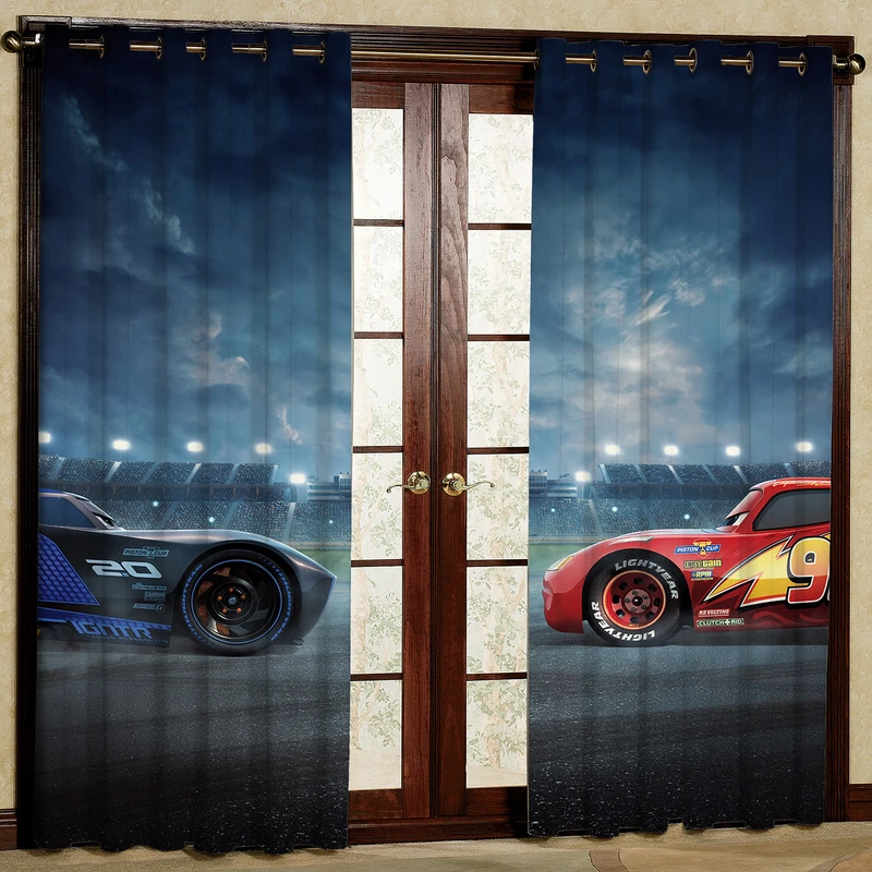  پرده مدل کارتون ماشین ها مخمل پانچی کد 948 سایز 140x280 سانتی متر