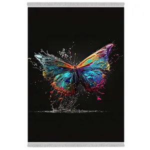 فرش پارچه‌ای دفه مدل فرشینه شانل مخمل طرح فانتزی کد 7094