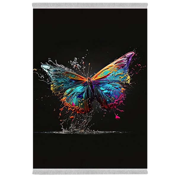 فرش پارچه‌ای دفه مدل فرشینه شانل مخمل طرح فانتزی کد 7094