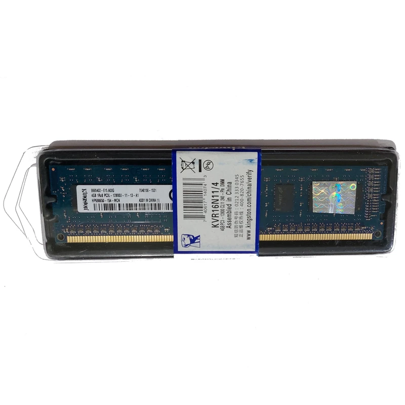 رم دسکتاپ DDR3 تک کاناله 1600 مگاهرتز CL11 کینگستون مدل KVR16N11/4 PC3-12800 ظرفیت 4 گیگابایت