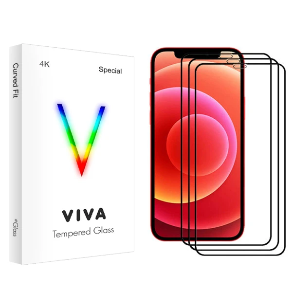 محافظ صفحه نمایش سرامیکی ویوا مدل 4K مناسب برای گوشی موبایل اپل Iphone 12 بسته سه عددی