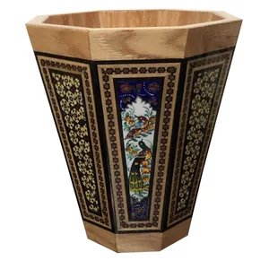 سطل خاتم کاری طرح گل و مرغ کد 10
