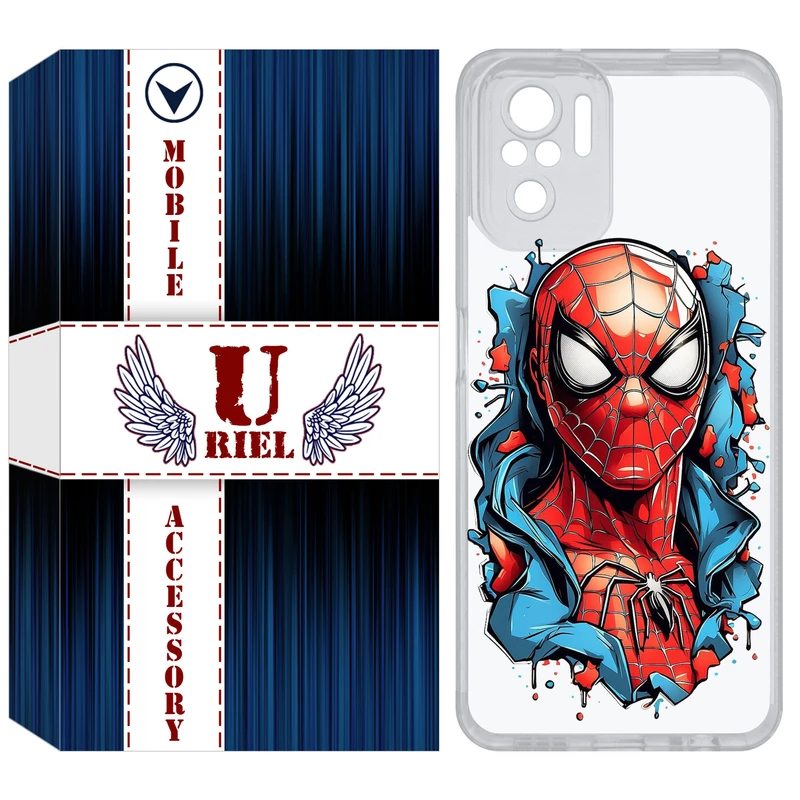 کاور یوریل مدل Clear کد 34 طرح اسپایدرمن مناسب برای گوشی موبایل شیائومی Redmi Note 10 4G / Note 10S / Poco M5s