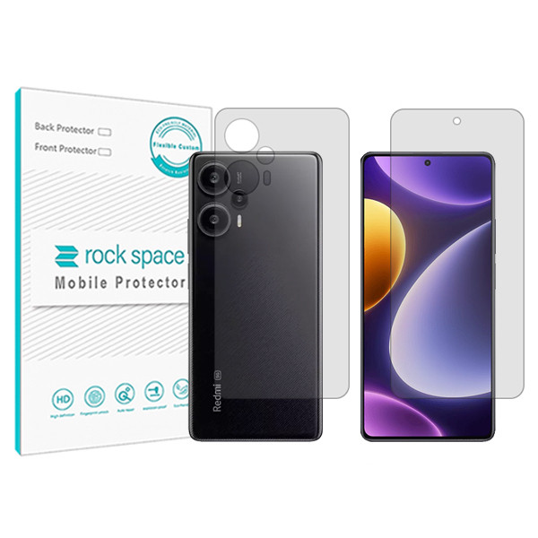 محافظ صفحه نمایش شفاف راک اسپیس مدل HyGEL مناسب برای گوشی موبایل  شیائومی  Redmi Note 12 Pro Turbo   به همراه محافظ پشت