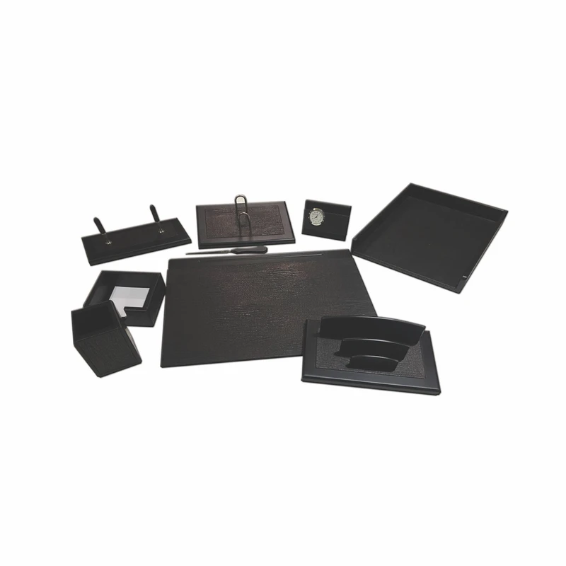 ست لوازم اداری رومیزی مدل wood&copperleather مجموعه 9 عددی