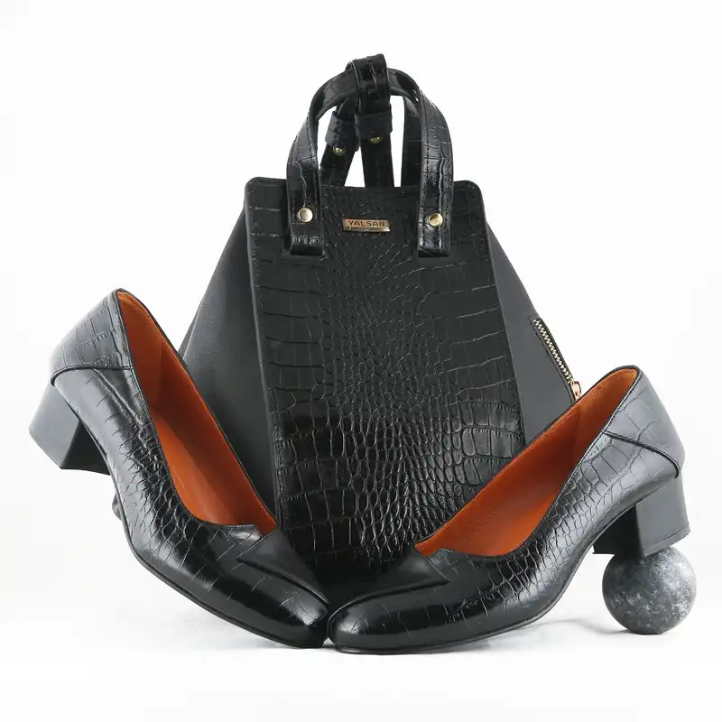 ست کیف و کفش زنانه چرم یلسان مدل لیان کد AYSU-GC-906-msk