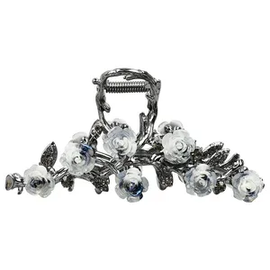 کلیپس مو زنانه مدل فلزی طرح گل رویا