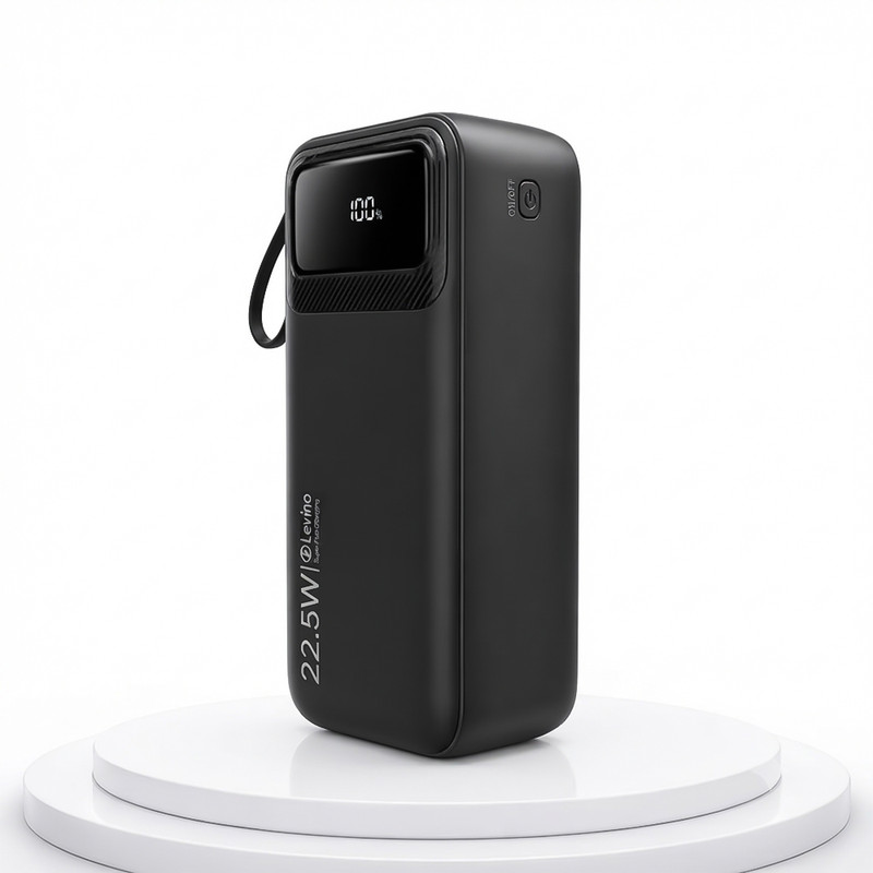 پاوربانک 22.5 وات لوینو مدل N-32 ظرفیت 30000 میلی‌آمپرساعت به همراه کابل USB-C، لایتنینگ، MicroUSB 