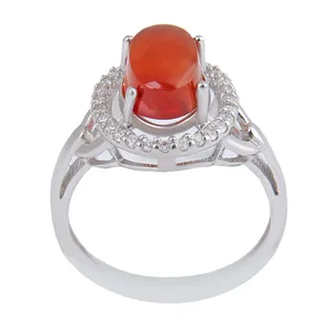 انگشتر نقره زنانه بازرگانی میلادی مدل عقیق یمنی رکاب رادیوم کد AWR_1130