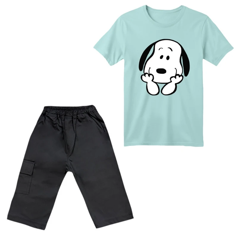 ست تی‌شرت آستین کوتاه و شلوارک پسرانه مدل اسنوپی کد ۷۰