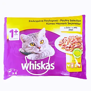 پوچ گربه ویسکاس مدل مالتی گوشت طیور وزن 400 گرم مجموعه 4 عددی