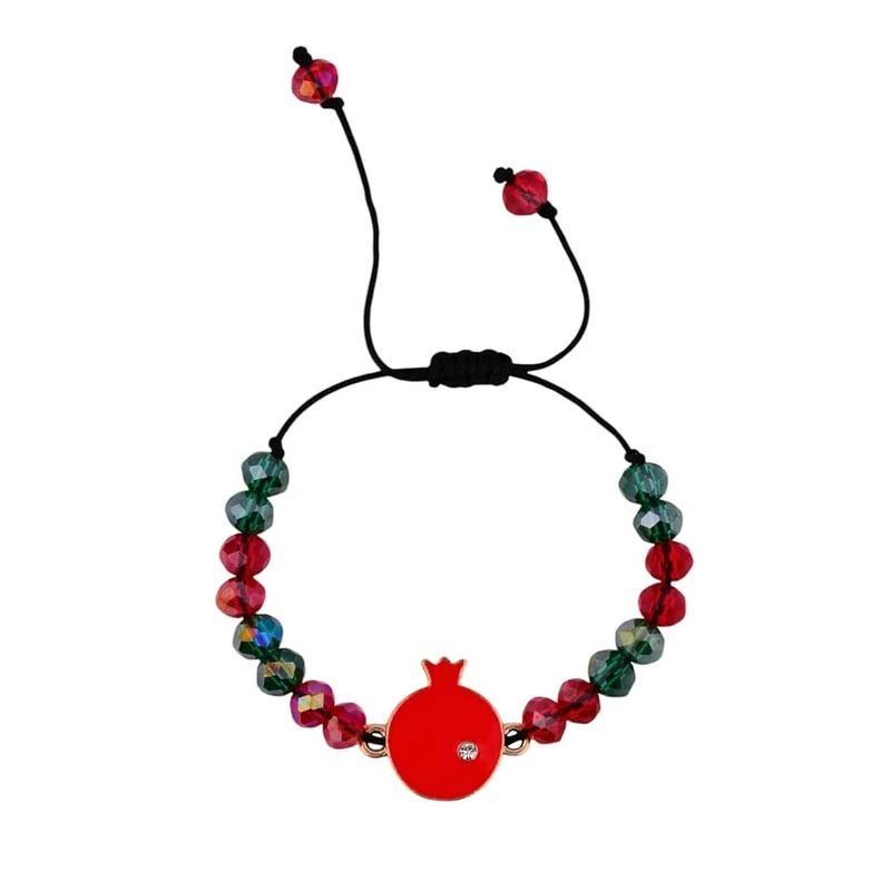 دستبند مهره ای زنانه مدل انار یلدایی