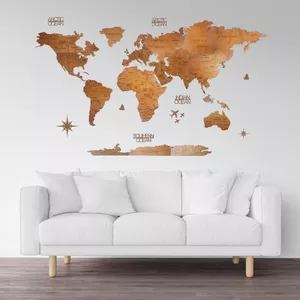 دیوارکوب مدل چوبی طرح نقشه جهان 