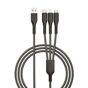 کابل تبدیل USB به micro USB/لایتنینگ/USB-C مدل XKS طول 1.2 متر