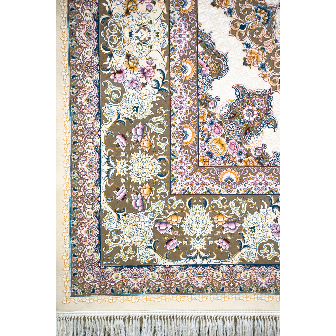 فرش ماشینی افرند کد 2221 زمینه کرم