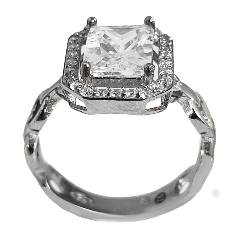 انگشتر نقره زنانه مدل جواهری امرالد کات JW50470 انگشتر نقره زنانه مدل جواهری امرالد کات JW50470