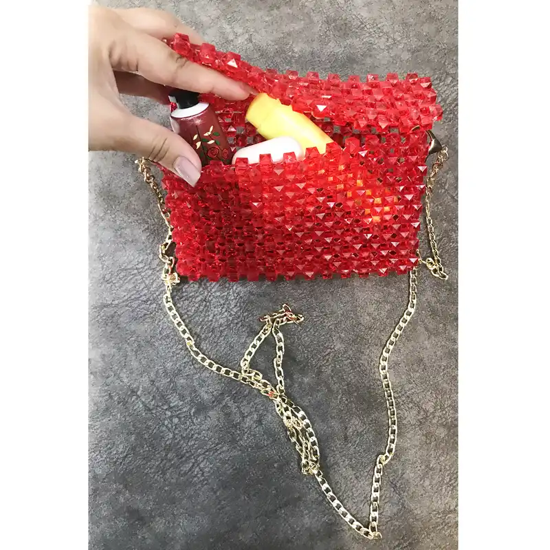 کیف مجلسی زنانه مدل مروارید بافی