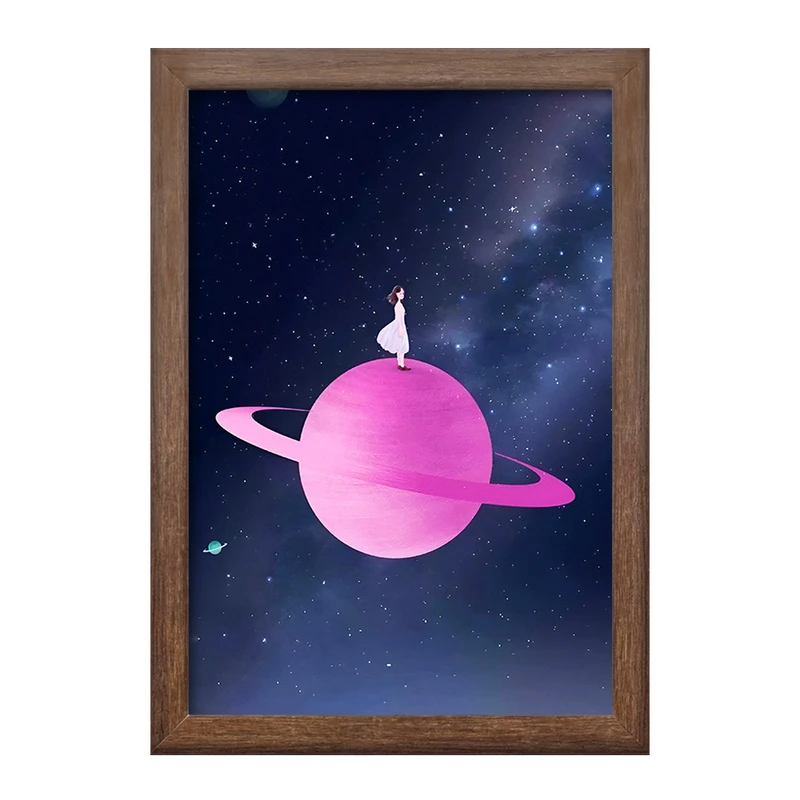تابلو خندالو طرح دختر و کهکشان کد F3594