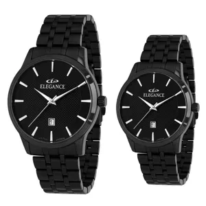 ست ساعت مچی عقربه‌ای کوارتز زنانه و مردانه الگانس مدل لوکس کلاسیک دیت جاست بند کد 1