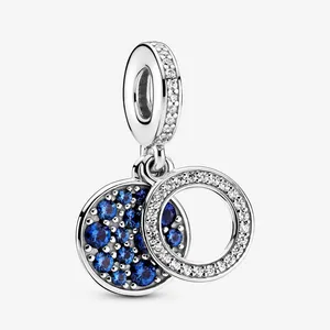 آویز گردنبند و دستبند نقره زنانه پاندورا مدل Sparkling Silver Disc