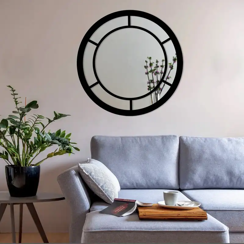 آینه مدل گرد چوبی تبسم w-70