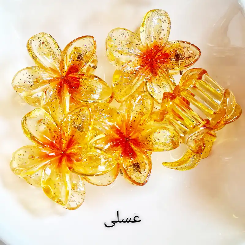 کلیپس مو زنانه مدل گل پلومریا کد brg 420 بسته 2 عددی