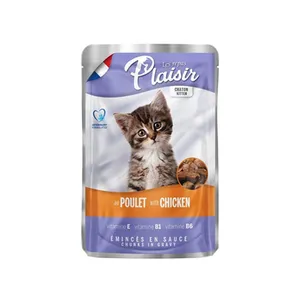 پوچ بچه گربه پلازیر مدل poulet whit chichen وزن 100 گرم