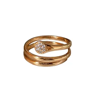 انگشتر زنانه ژوپینگ مدل نگینی سه ردیفه 