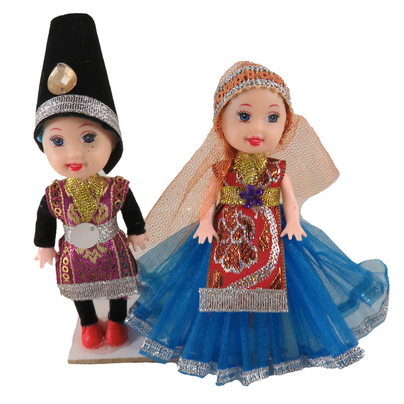 عروسک طرح سنتی مدل Bride & Groom ارتفاع 12 سانتی متر مجموعه 2 عددی