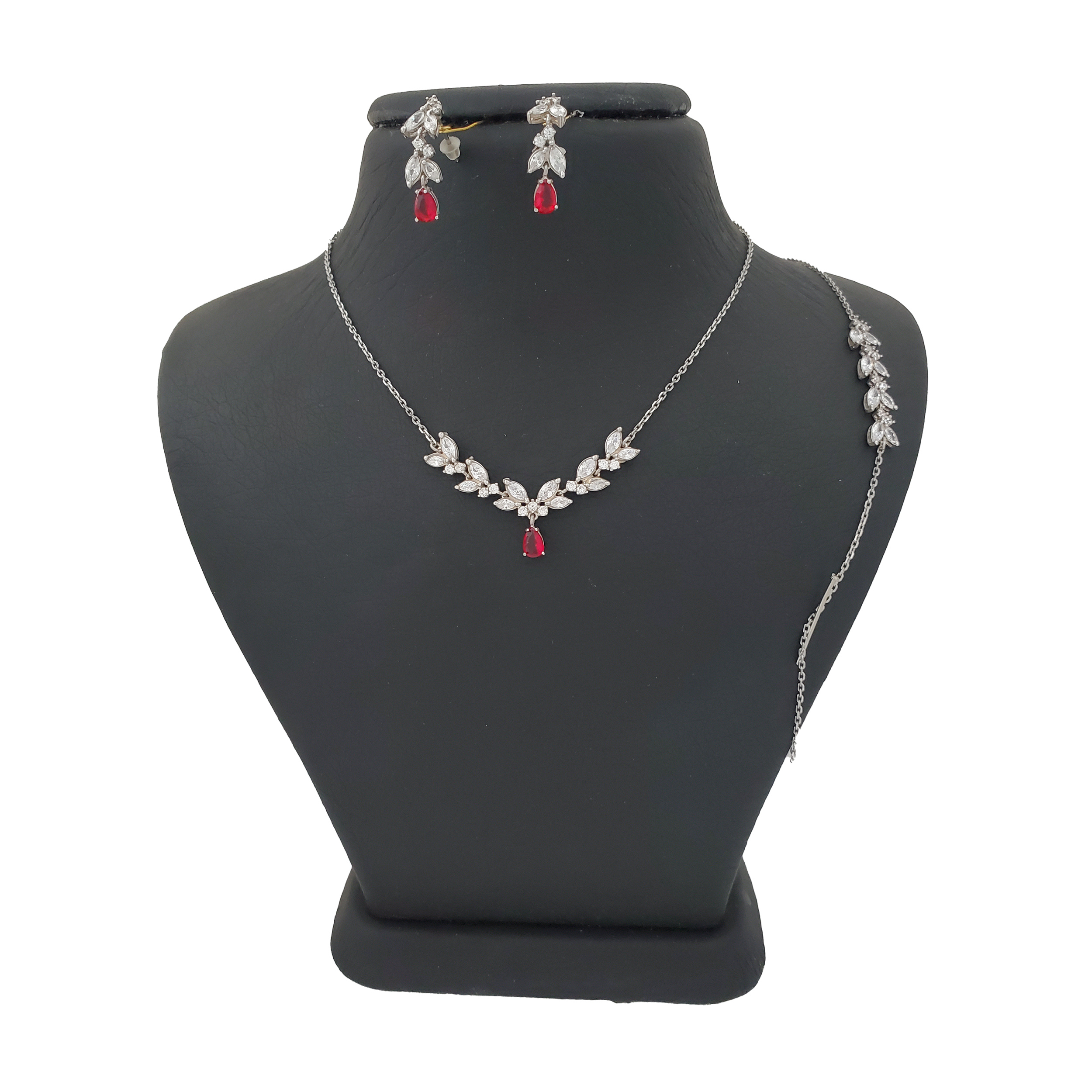 نیم ست نقره زنانه ترمه ۱ مدل یاقوت کد S 0025