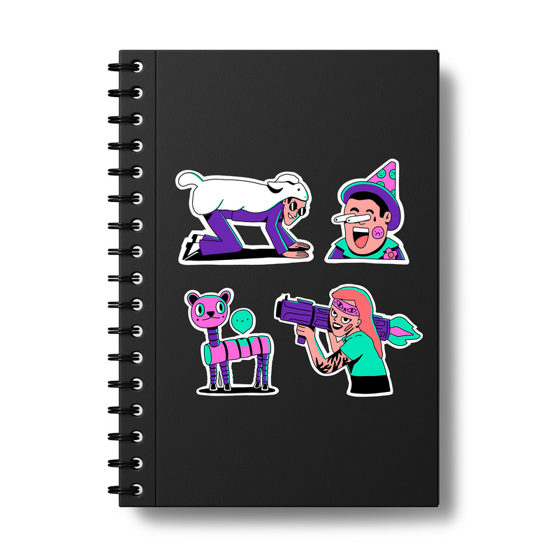 استیکر لپ تاپ و موبایل بووم طرح رنگ های اسیدی کد MR83 مجموعه 4 عددی