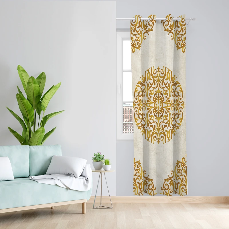 پرده طرح ترنج مدل مخمل پانچی کد L 1042L Z سایز 140x200 سانتی متر