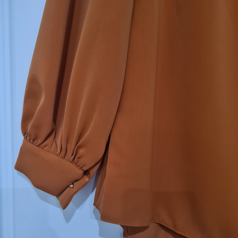 بلوز آستین بلند زنانه مدل کرپ یقه گره ای کد ۴