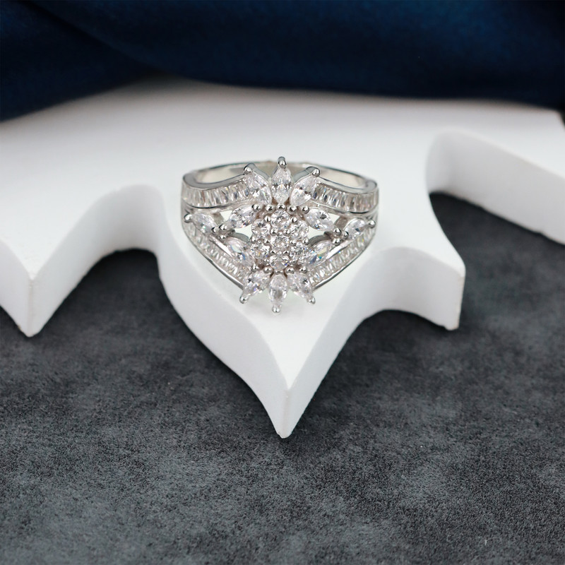 انگشتر نقره زنانه جی تی ای مدل انگشتر فلاور