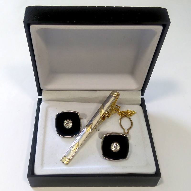 ست دکمه سردست و گیره کراوات مردانه مدل 453