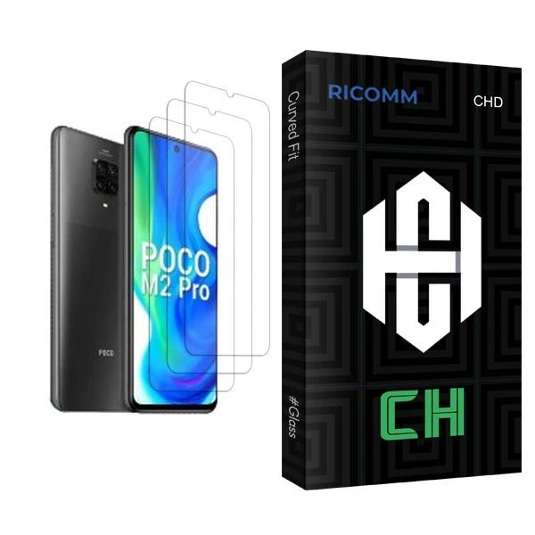 محافظ صفحه نمایش ریکام مدل CH Glass MIX003 مناسب برای گوشی موبایل شیائومی Poco M2 Pro بسته سه عددی