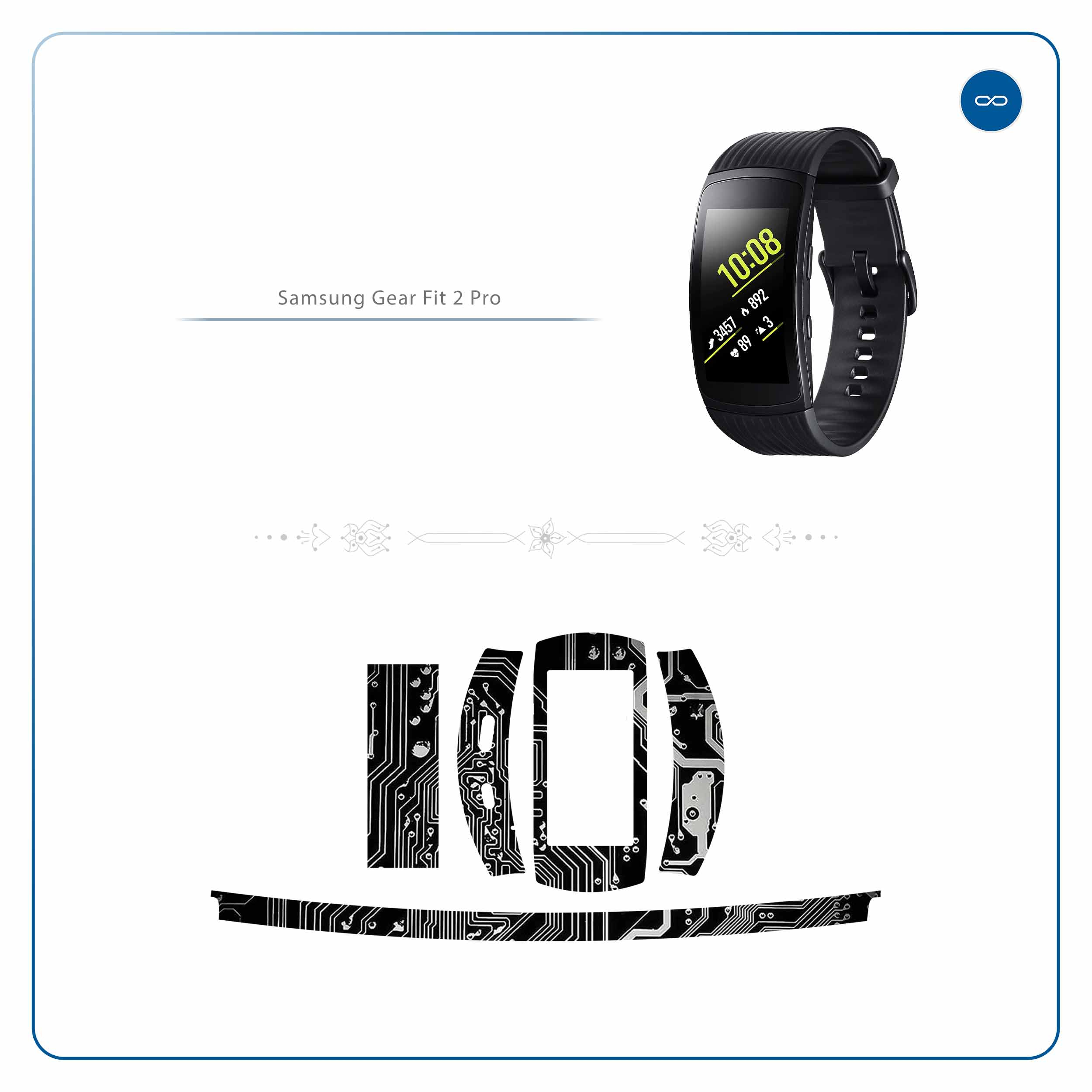 برچسب ماهوت طرح Black-Printed-Circuit-Board مناسب برای ساعت هوشمند سامسونگ Galaxy Gear Fit 2 Pro