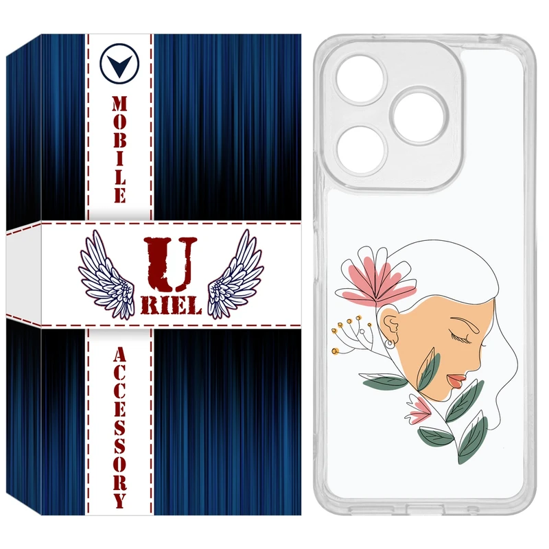 کاور یوریل مدل Clear کد 53 طرح صورت زن مناسب برای گوشی موبایل شیائومی Redmi 13X / 13 / Poco M6 4G