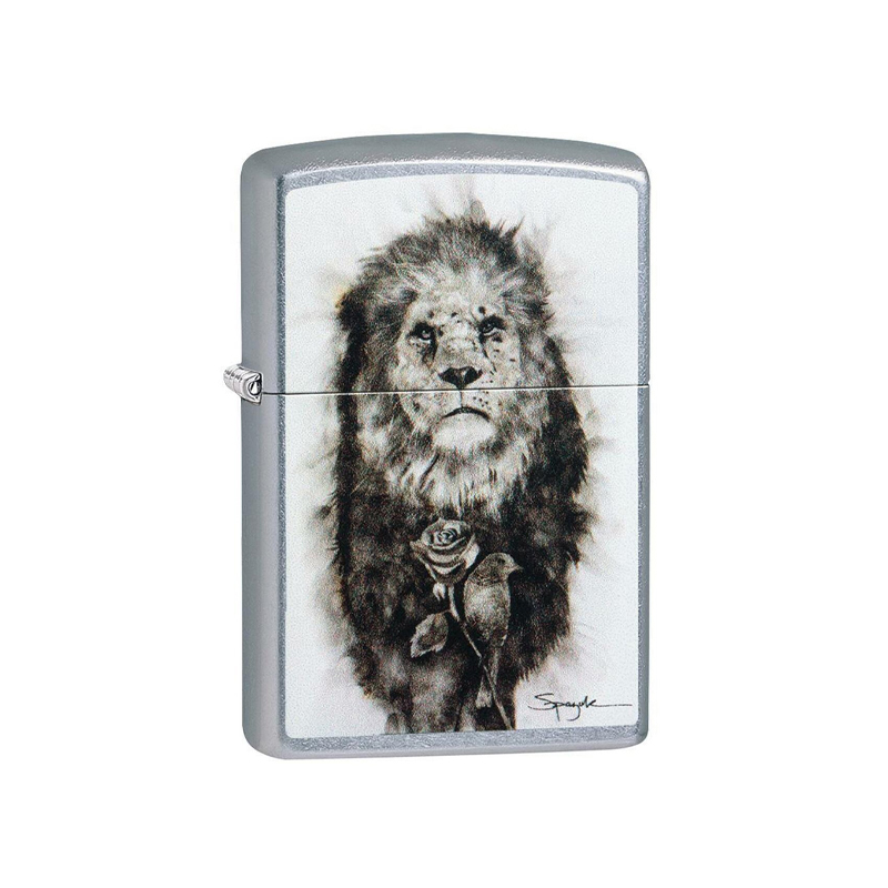 فندک زیپو مدل Spazuk Lion Street Chrome کد 49088