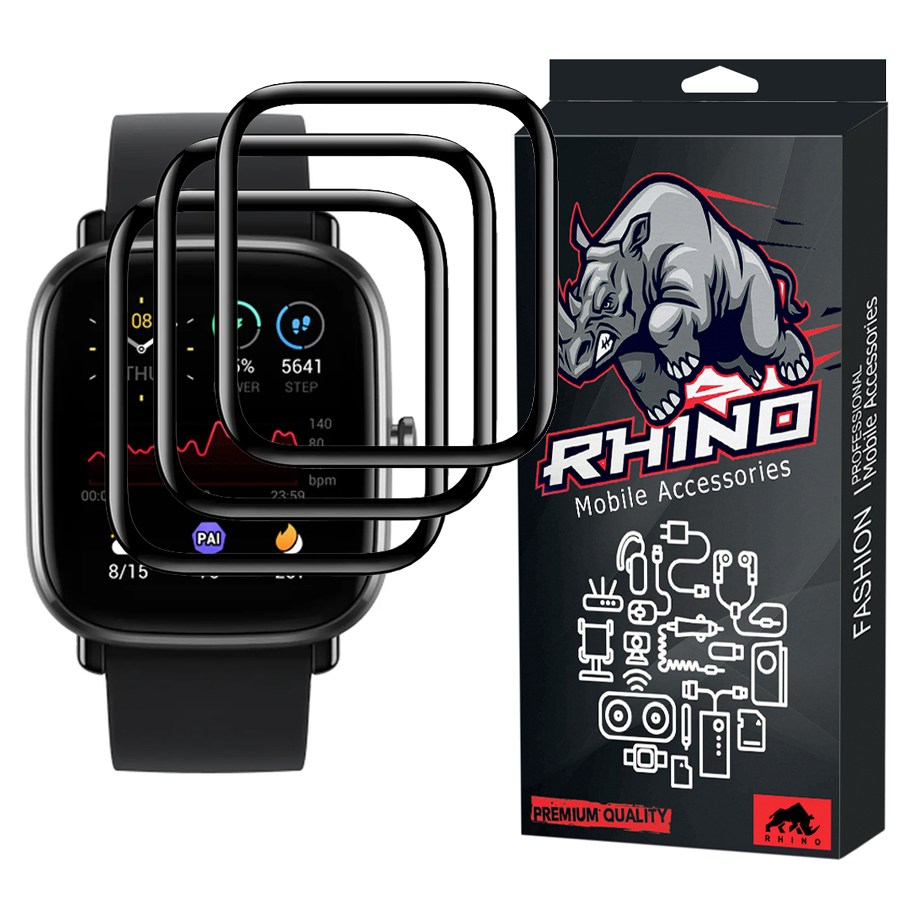 محافظ صفحه نمایش راینو مدل PMA مناسب برای ساعت هوشمند امیزفیت GTS 2 Mini بسته 3 عددی