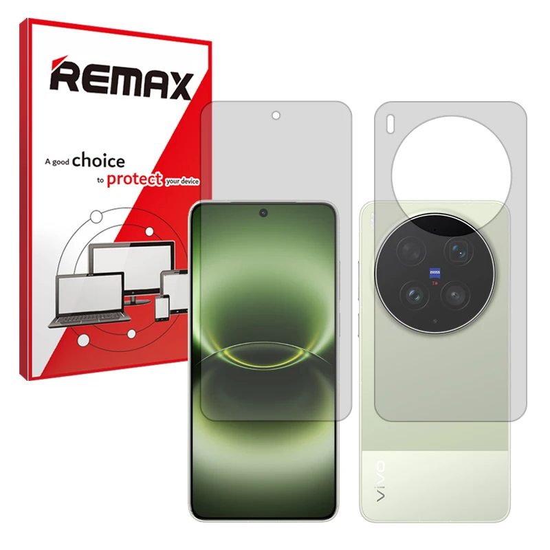 محافظ صفحه نمایش شفاف ریمکس مدل هیدروژلی مناسب برای گوشی موبایل ویوو X300 Ultra به همراه محافظ پشت گوشی