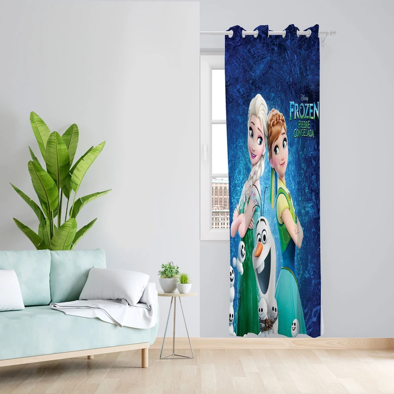 پرده مدل اتاق کودک مخمل پانچی طرح کارتون فروزن کد 1316 سایز 140x280 سانتی متر