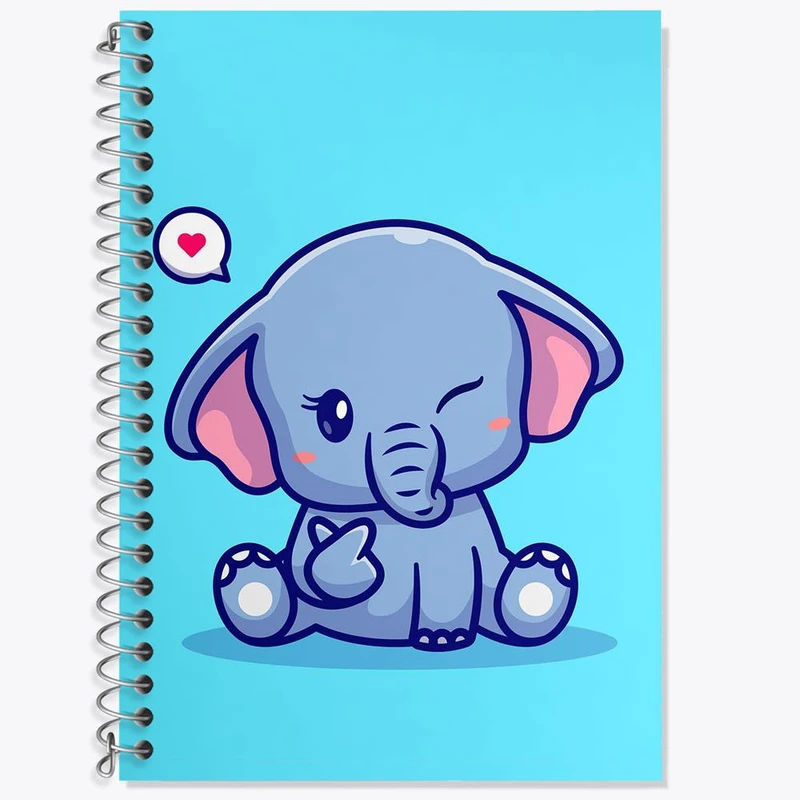 دفتر زبان 50 برگ خندالو مدل سه خط طرح فیل کوچولو کد 29478