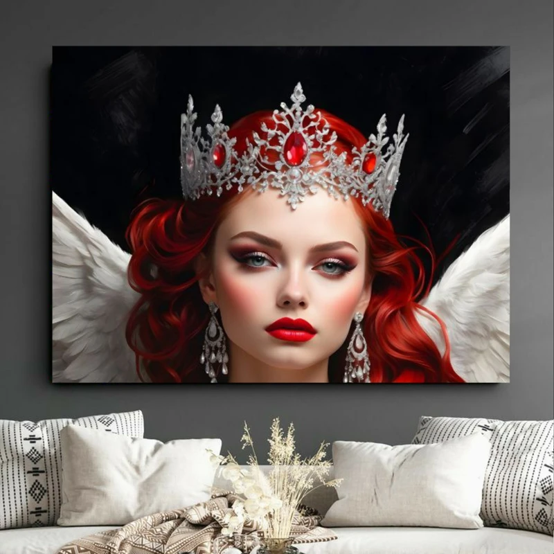 تابلو بوم مخمل مدل ملکه مو قرمز کد GR772