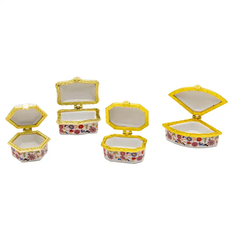 جعبه جواهرات مدل Gld Shell طرح گل کد 01 مجموعه 4 عددی